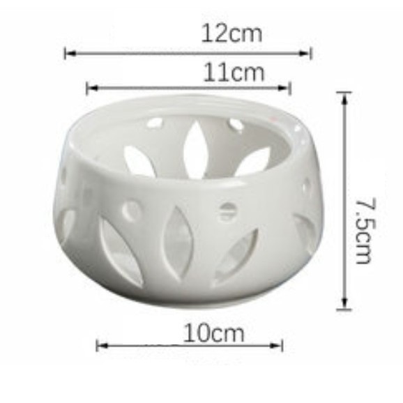 Đế nến bếp nến sứ khắc hoa trắng 11 cm